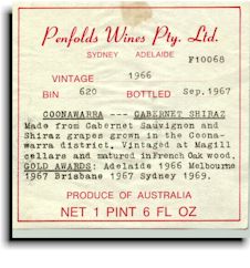 Penfolds Wine, Bin 620, 1966